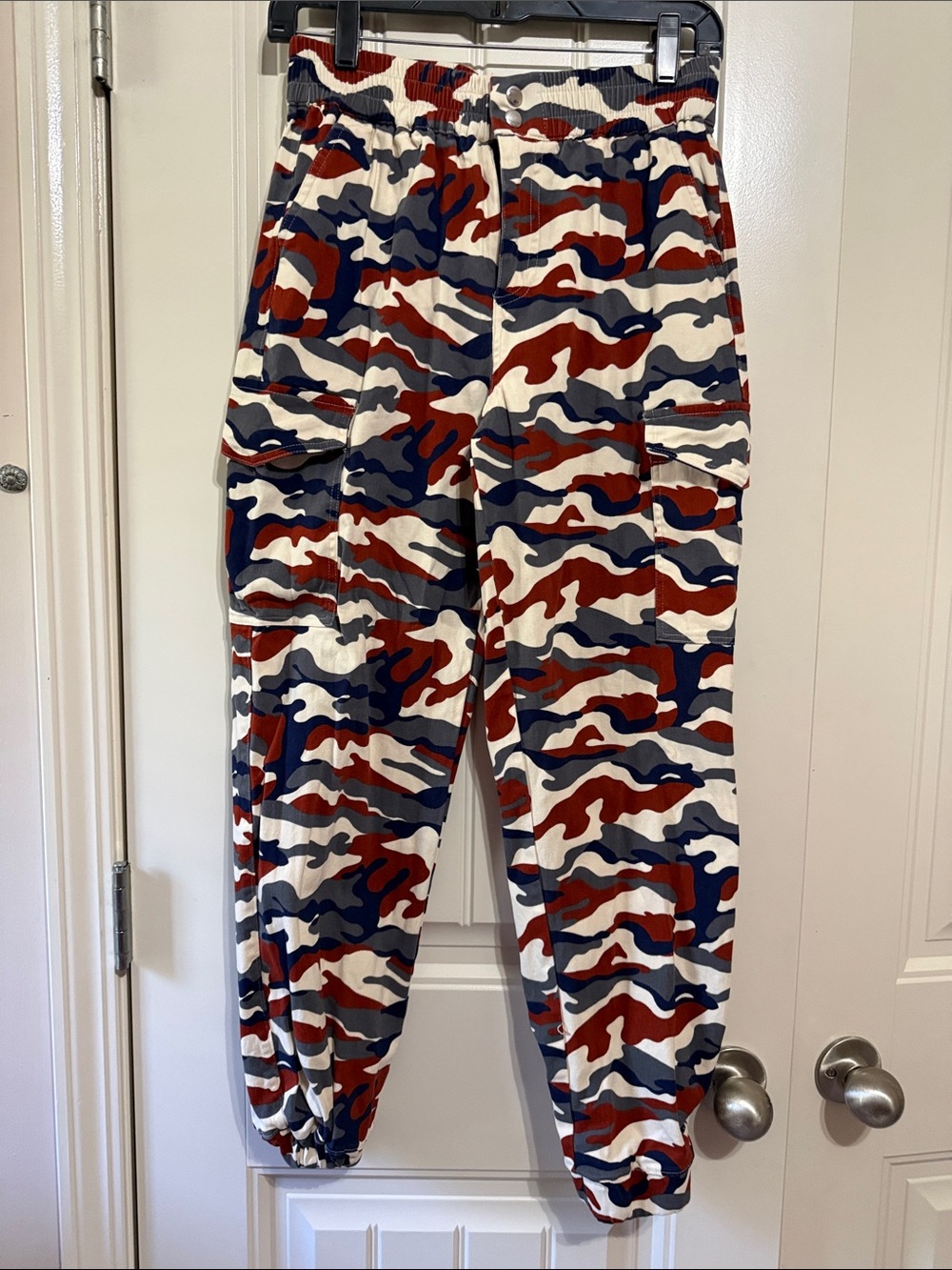 Almost Famous Brown, Navy & Cream Camo Cargo Joggers